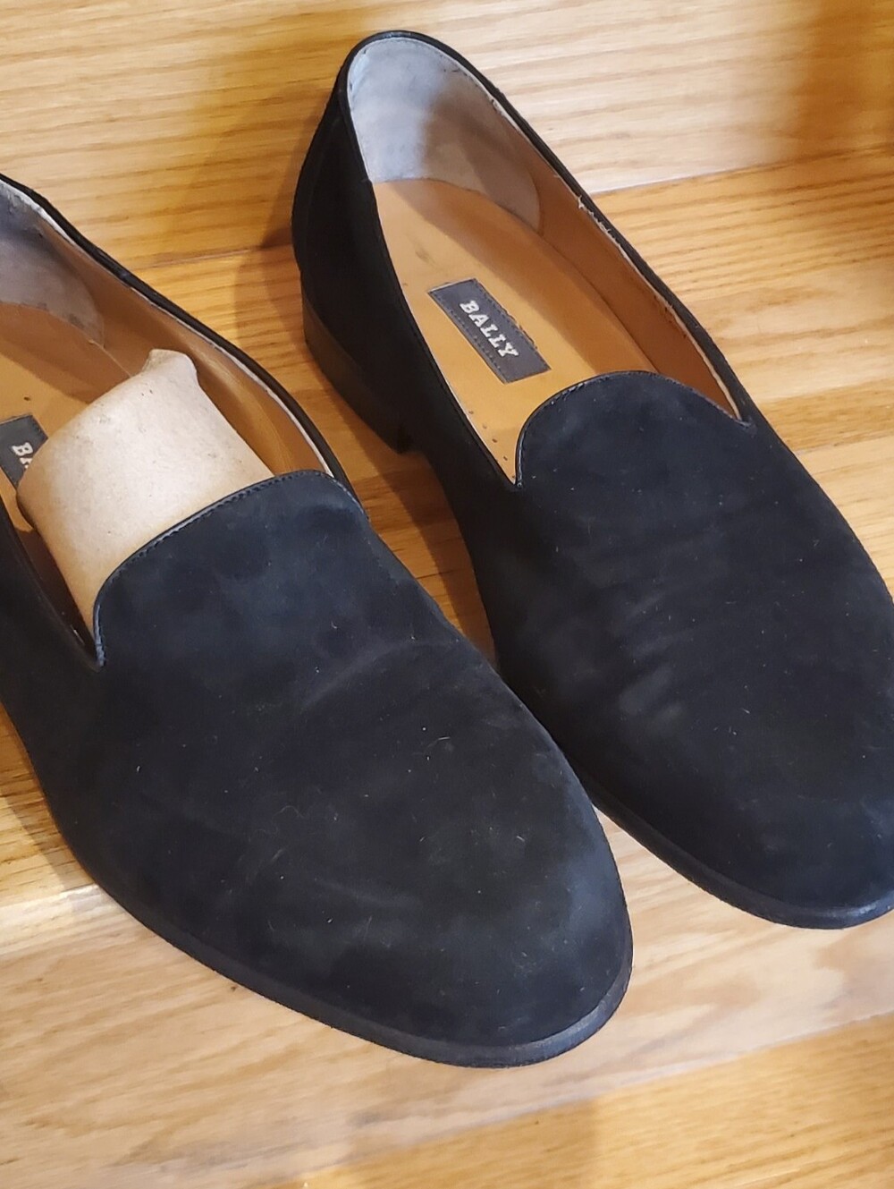 Bally Black Suede Slip-On Loafers